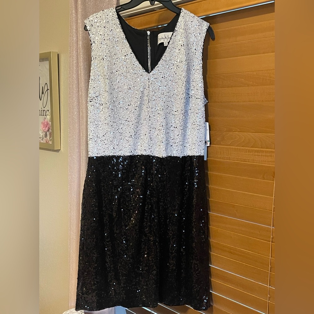 Nicole Miller Black/White Sequin Dress Size 16